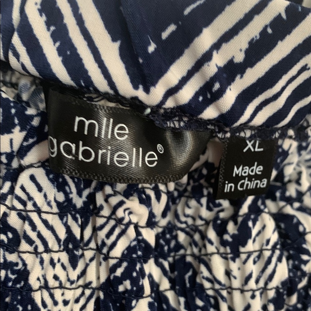 Mlle Gabrielle Navy and White Patterned Dress